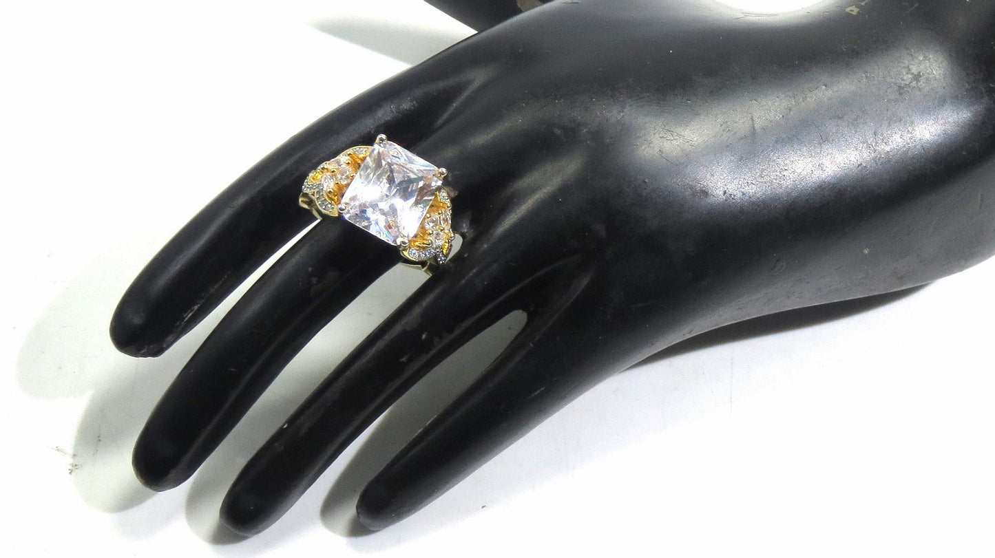 Jewelshingar Jewellery American Diamond Clear Colour Size 15 Gold Plated Ring For Girls ( 93165RIN )