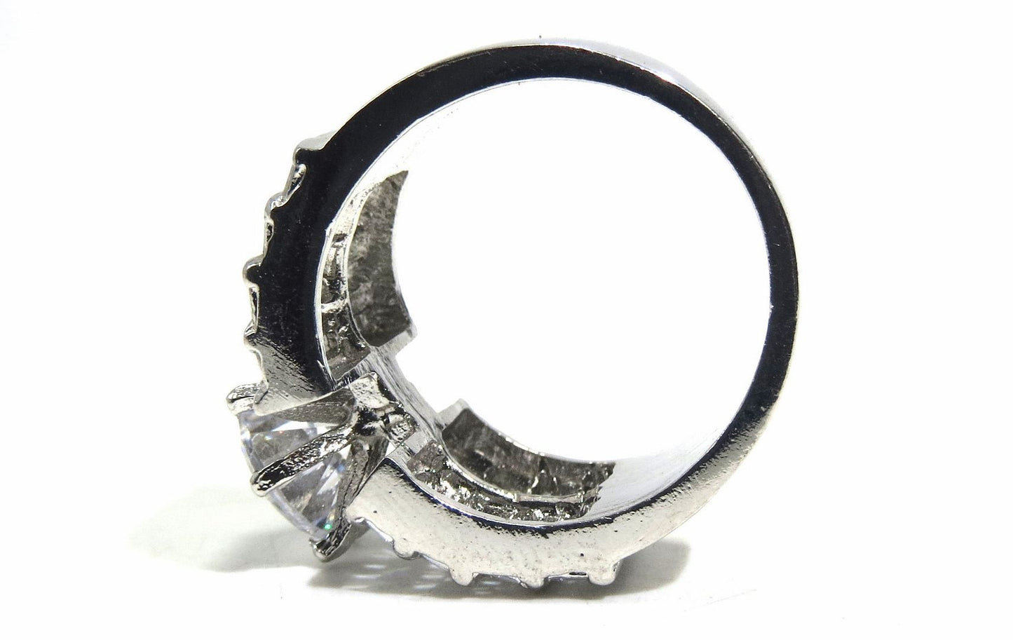 Jewelshingar Jewellery American Diamond Clear Colour Size 19 Silver Plated Ring For Girls ( 93175RIN )