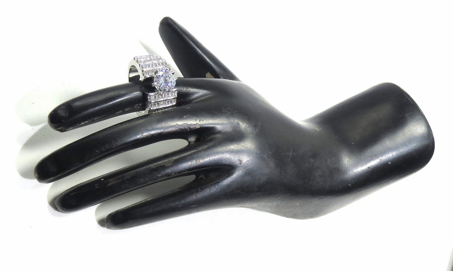 Jewelshingar Jewellery American Diamond Clear Colour Size 19 Silver Plated Ring For Girls ( 93175RIN )