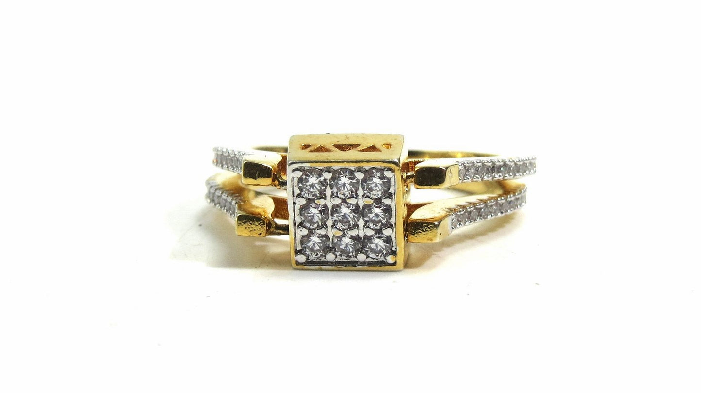 Jewelshingar Jewellery American Diamond Red Colour Size 12 Gold Plated Ring For Girls ( 93203RIN )