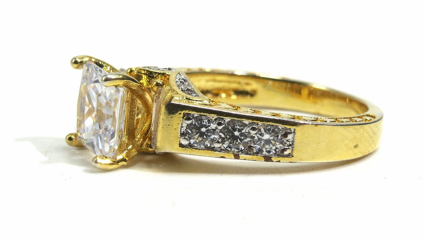 Jewelshingar Jewellery American Diamond Clear Colour Size 17 Gold Plated Ring For Girls ( 93213RIN )