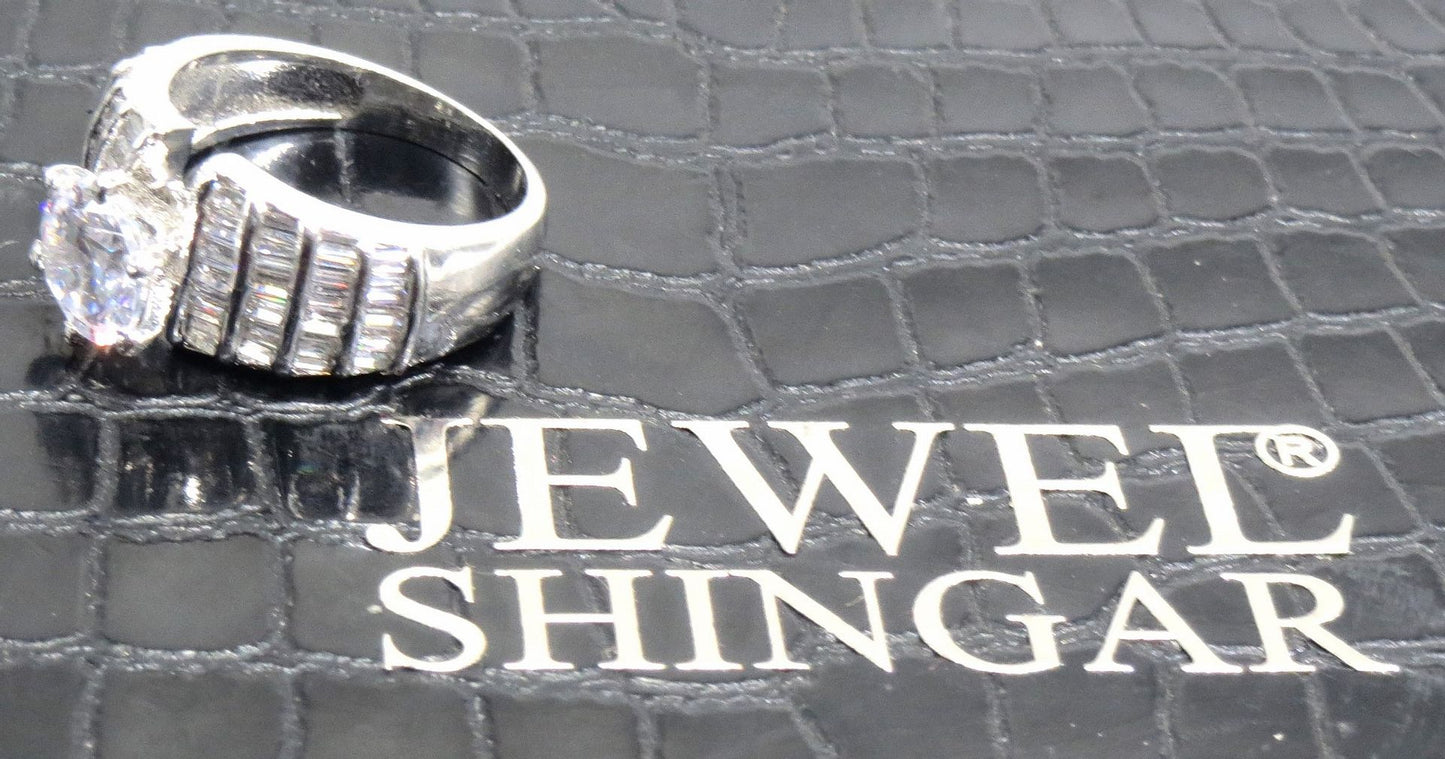 Jewelshingar Jewellery American Diamond Clear Colour Size 17 Silver Plated Ring For Girls ( 93223RIN )