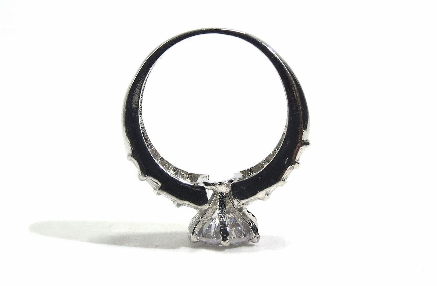 Jewelshingar Jewellery American Diamond Clear Colour Size 17 Silver Plated Ring For Girls ( 93223RIN )