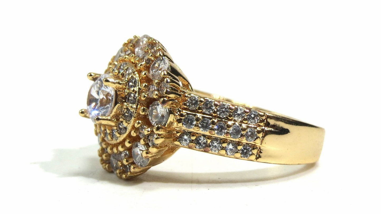 Jewelshingar Jewellery American Diamond Clear Colour Size 14 Gold Plated Ring For Girls ( 93228RIN )