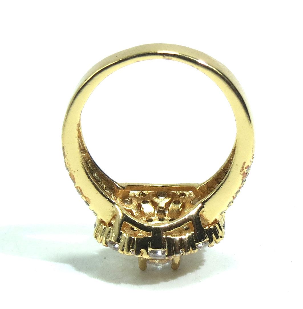 Jewelshingar Jewellery American Diamond Clear Colour Size 14 Gold Plated Ring For Girls ( 93228RIN )
