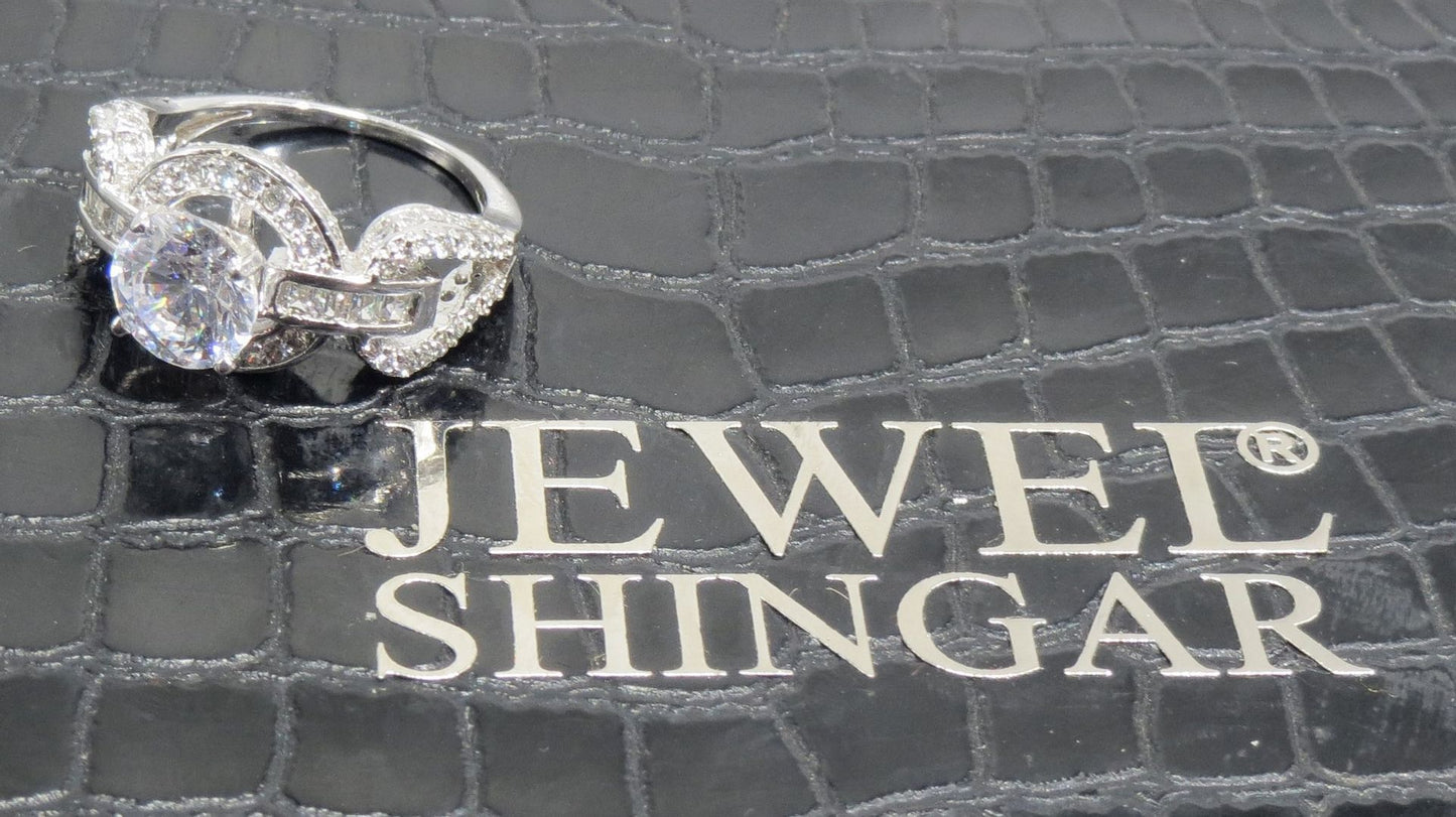 Jewelshingar Jewellery American Diamond Clear Colour Size 15 Silver Plated Ring For Girls ( 93233RIN )
