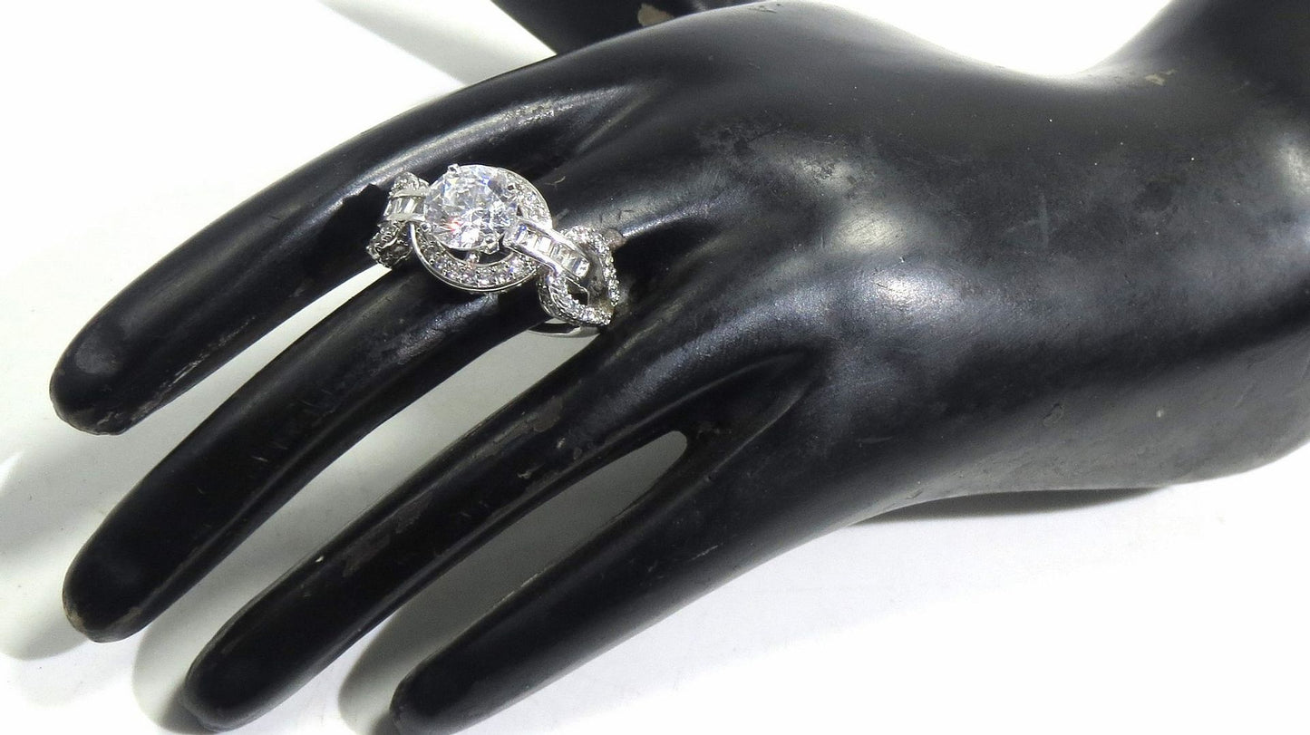 Jewelshingar Jewellery American Diamond Clear Colour Size 15 Silver Plated Ring For Girls ( 93233RIN )