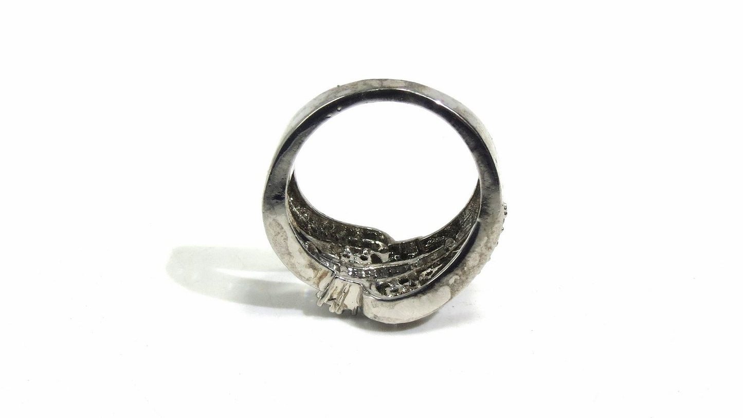 Jewelshingar Jewellery American Diamond Clear Colour Size 17 Silver Plated Ring For Girls ( 93248RIN )