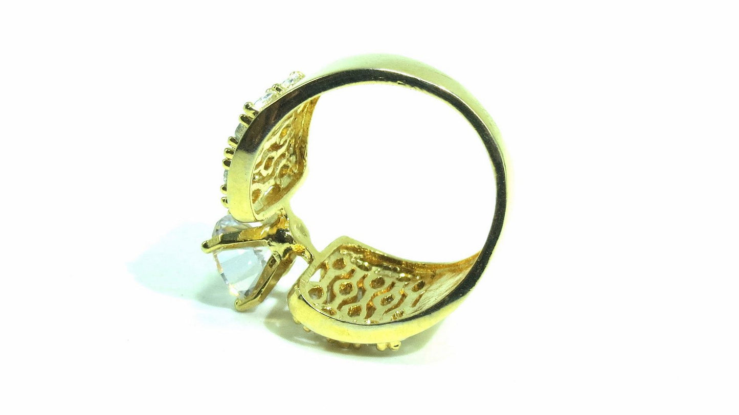 Jewelshingar Jewellery American Diamond Clear Colour Size 18 Gold Plated Ring For Girls ( 93253RIN )