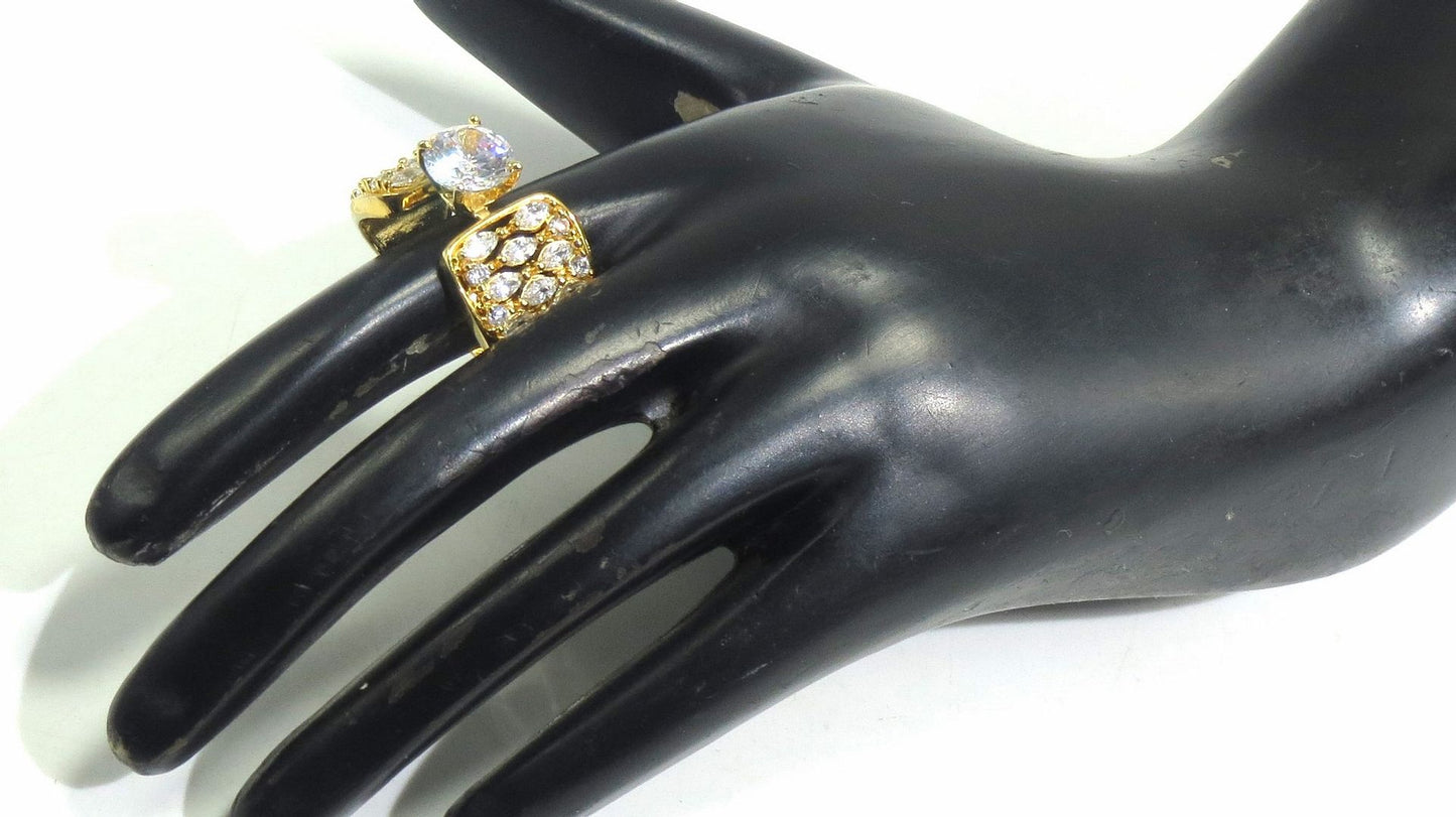 Jewelshingar Jewellery American Diamond Clear Colour Size 18 Gold Plated Ring For Girls ( 93253RIN )