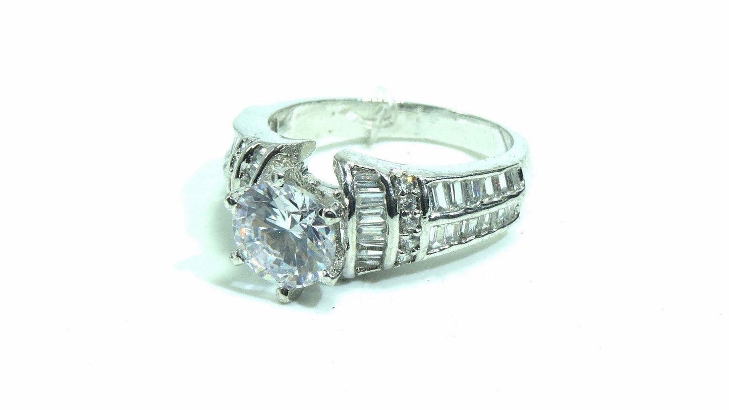 Jewelshingar Jewellery American Diamond Clear Colour Size 18 Silver Plated Ring For Girls ( 93268RIN )