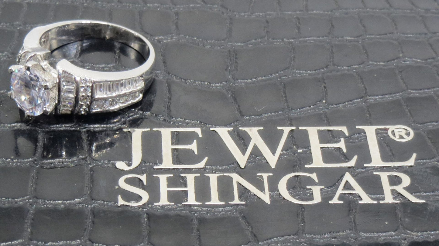 Jewelshingar Jewellery American Diamond Clear Colour Size 18 Silver Plated Ring For Girls ( 93268RIN )