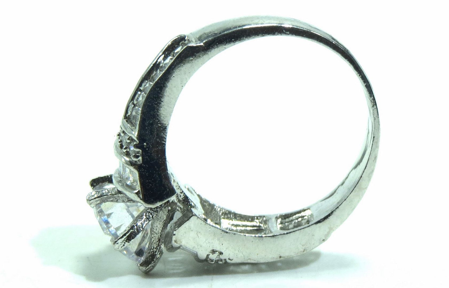 Jewelshingar Jewellery American Diamond Clear Colour Size 18 Silver Plated Ring For Girls ( 93268RIN )