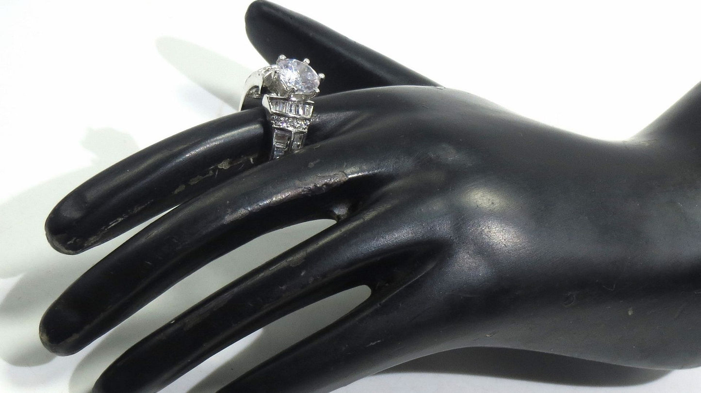 Jewelshingar Jewellery American Diamond Clear Colour Size 18 Silver Plated Ring For Girls ( 93268RIN )