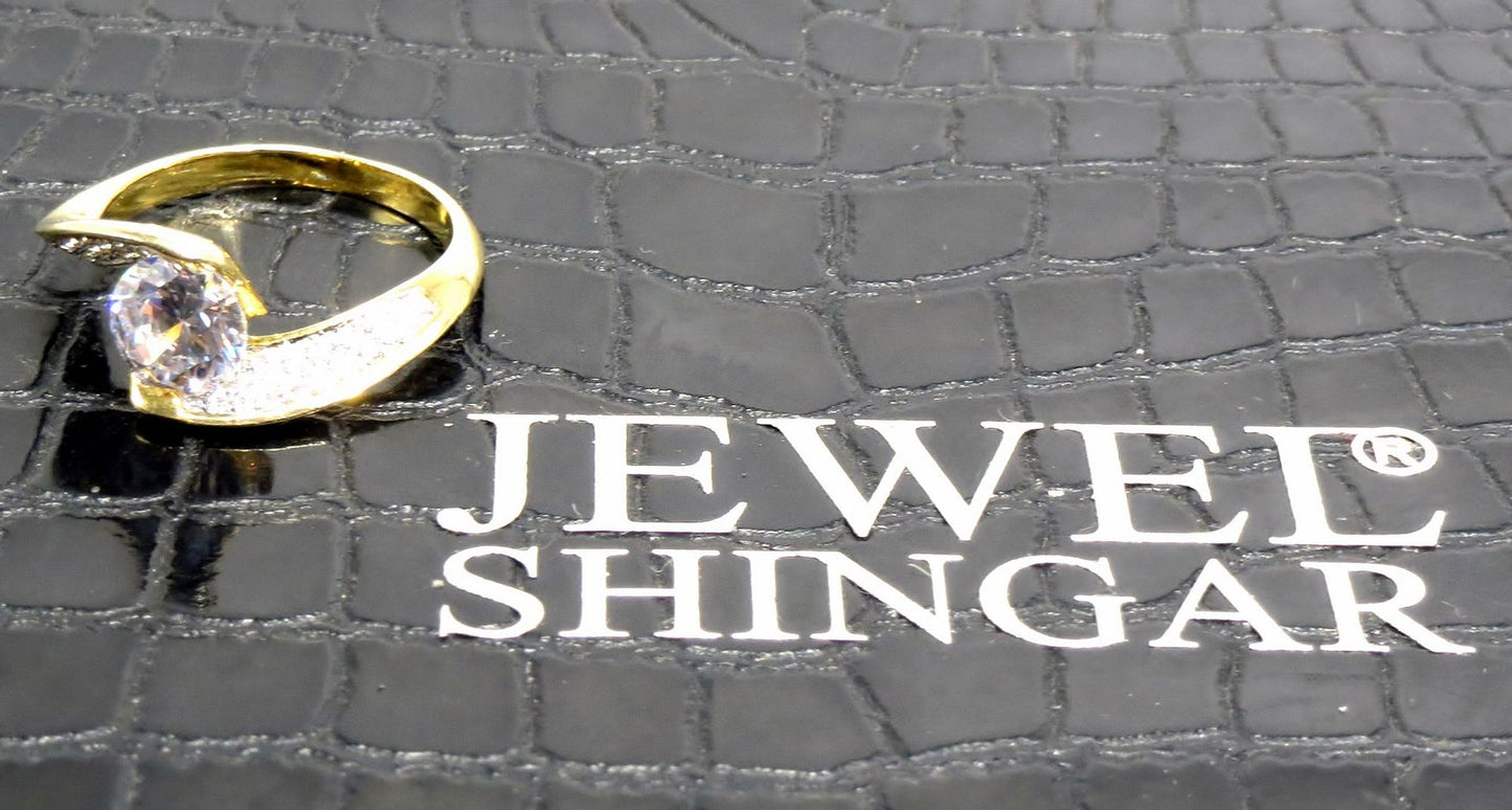 Jewelshingar Jewellery American Diamond Clear Colour Size 15 Gold Plated Ring For Girls ( 93278RIN )