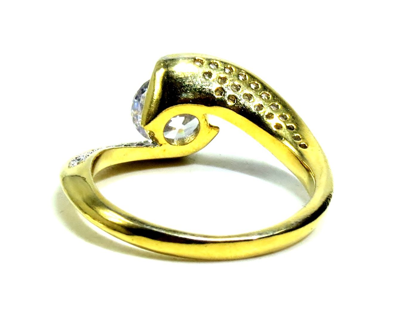 Jewelshingar Jewellery American Diamond Clear Colour Size 15 Gold Plated Ring For Girls ( 93278RIN )