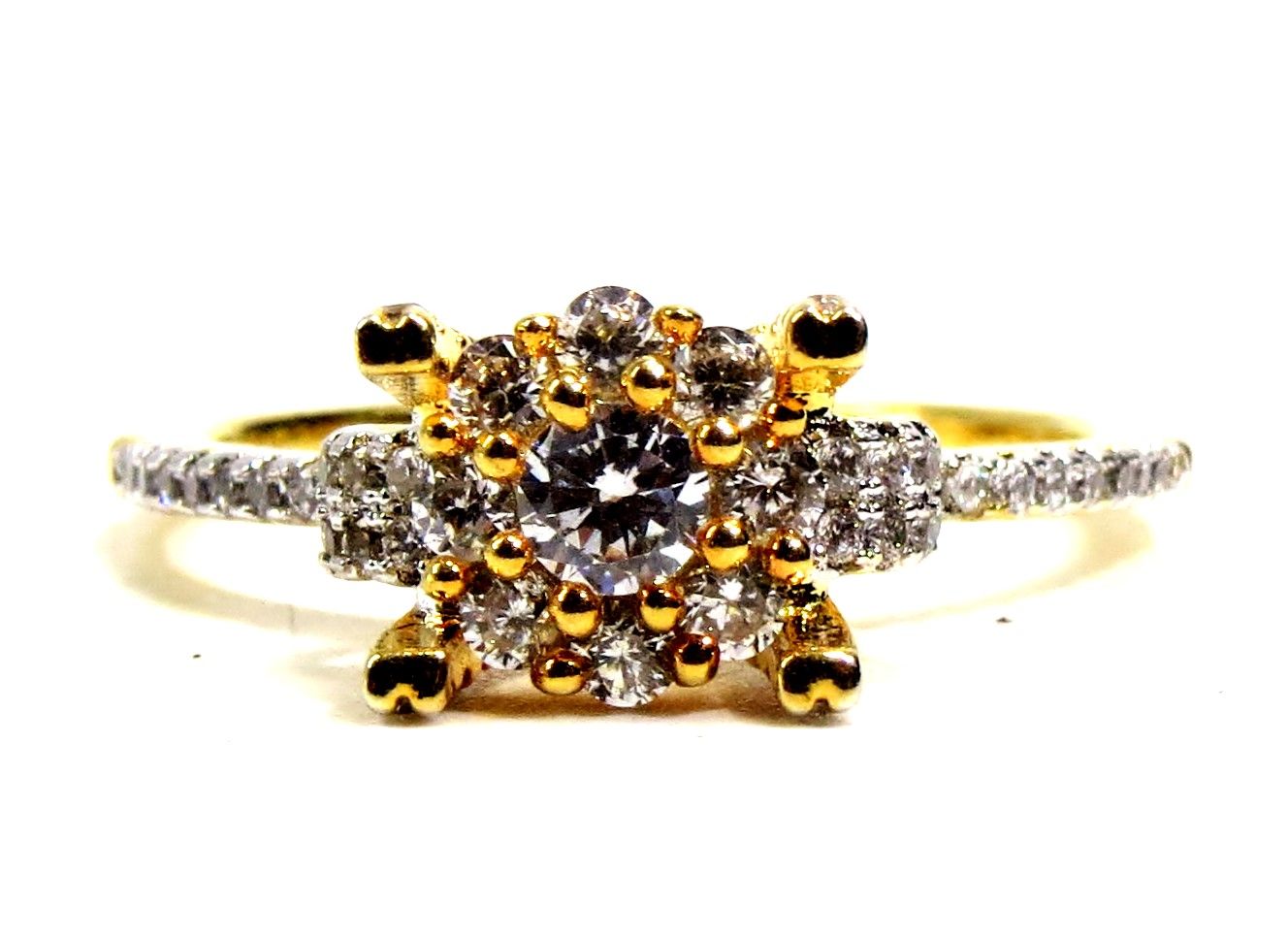 Jewelshingar Jewellery American Diamond Clear Colour Size 17 Gold Plated Ring For Girls ( 93298RIN )