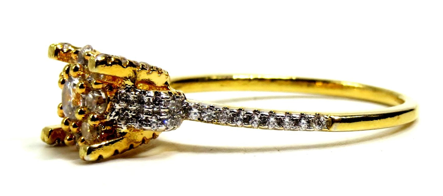 Jewelshingar Jewellery American Diamond Clear Colour Size 17 Gold Plated Ring For Girls ( 93298RIN )