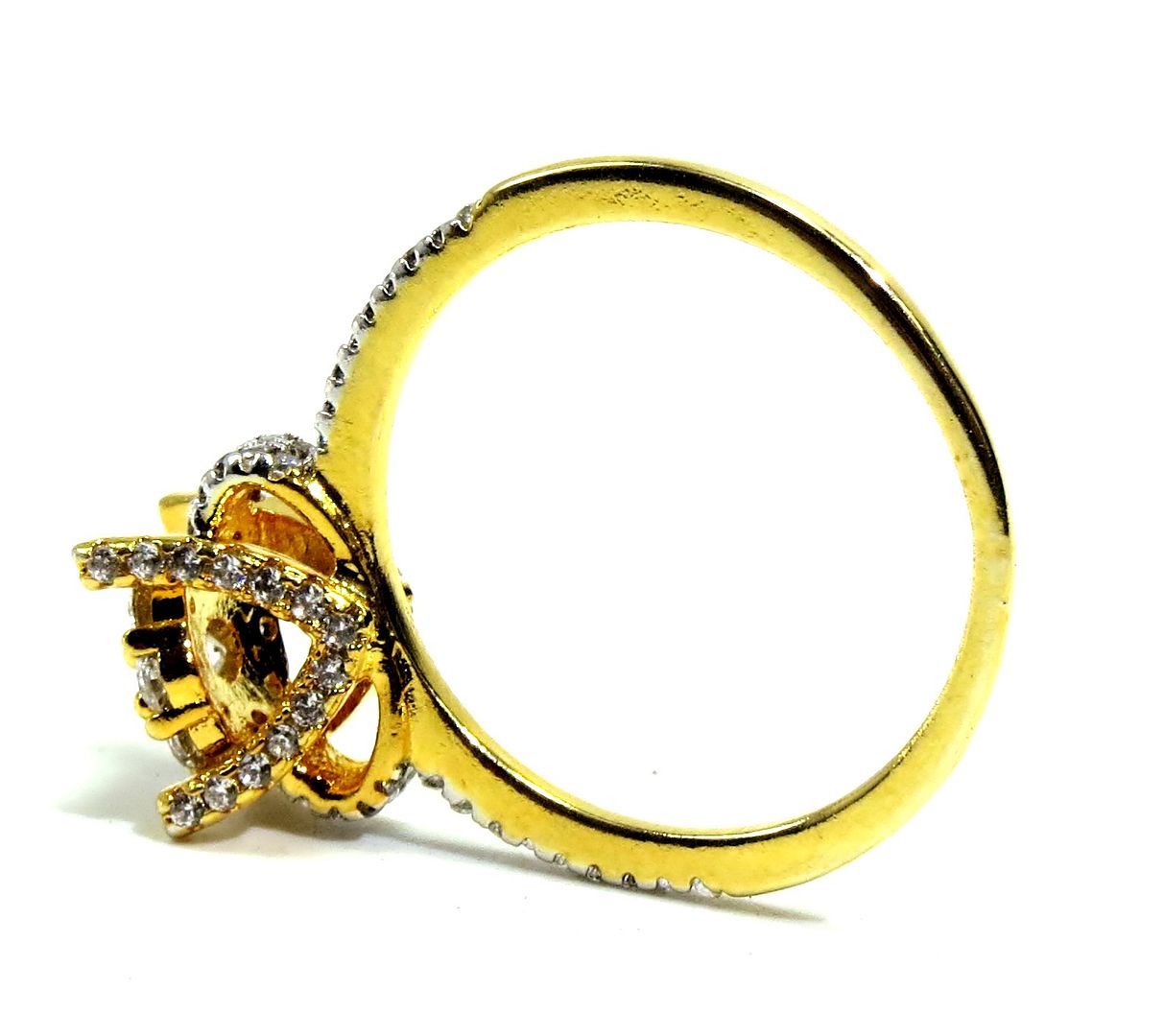 Jewelshingar Jewellery American Diamond Clear Colour Size 17 Gold Plated Ring For Girls ( 93298RIN )