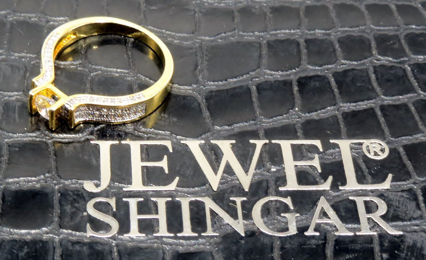 Jewelshingar Jewellery American Diamond Clear Colour Size 17 Gold Plated Ring For Girls ( 93303RIN )