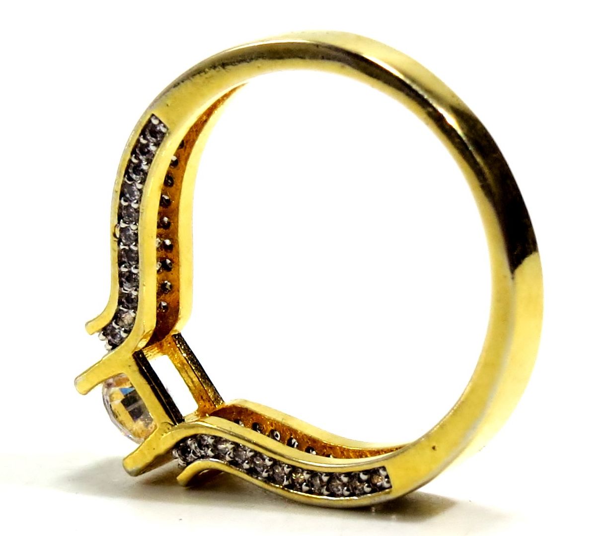 Jewelshingar Jewellery American Diamond Clear Colour Size 17 Gold Plated Ring For Girls ( 93303RIN )