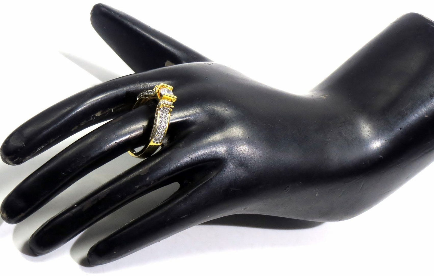 Jewelshingar Jewellery American Diamond Clear Colour Size 17 Gold Plated Ring For Girls ( 93303RIN )