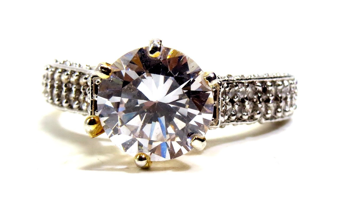 Jewelshingar Jewellery American Diamond Clear Colour Size 16 Gold Plated Ring For Girls ( 93328RIN )