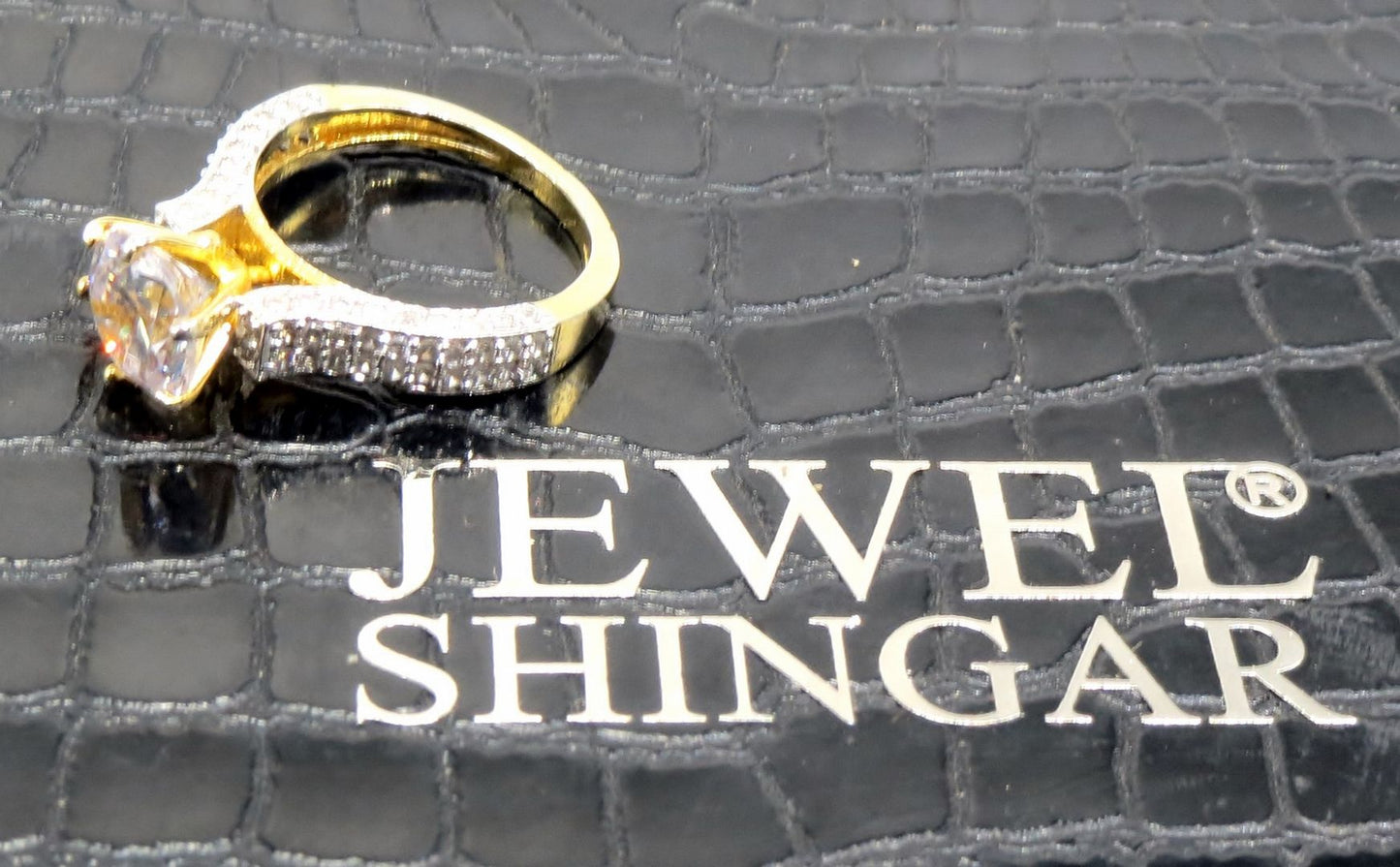 Jewelshingar Jewellery American Diamond Clear Colour Size 16 Gold Plated Ring For Girls ( 93328RIN )