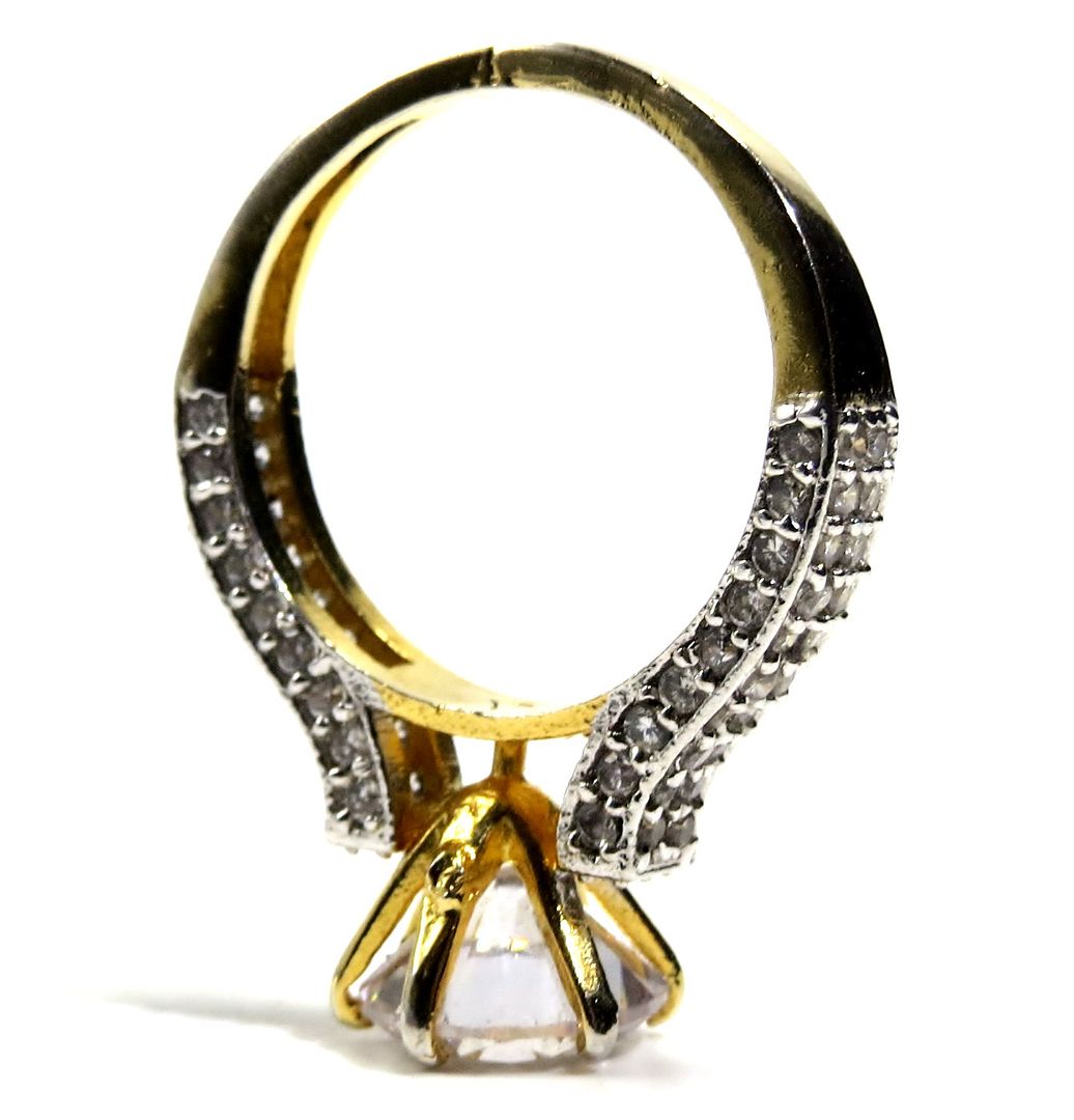 Jewelshingar Jewellery American Diamond Clear Colour Size 16 Gold Plated Ring For Girls ( 93328RIN )