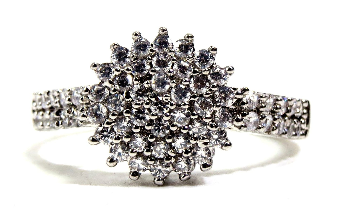 Jewelshingar Jewellery American Diamond Clear Colour Size 18 Silver Plated Ring For Girls ( 93333RIN )