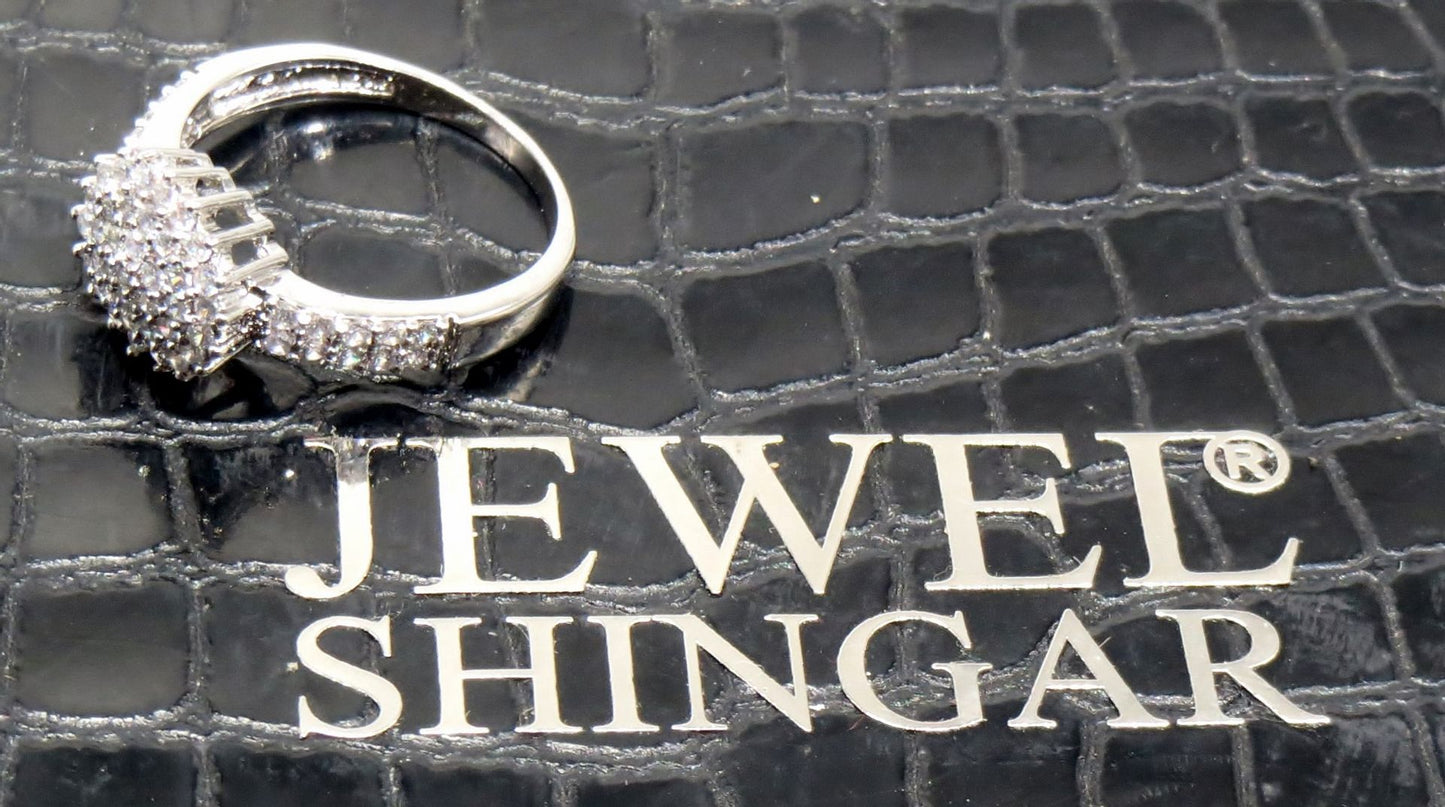 Jewelshingar Jewellery American Diamond Clear Colour Size 18 Silver Plated Ring For Girls ( 93333RIN )