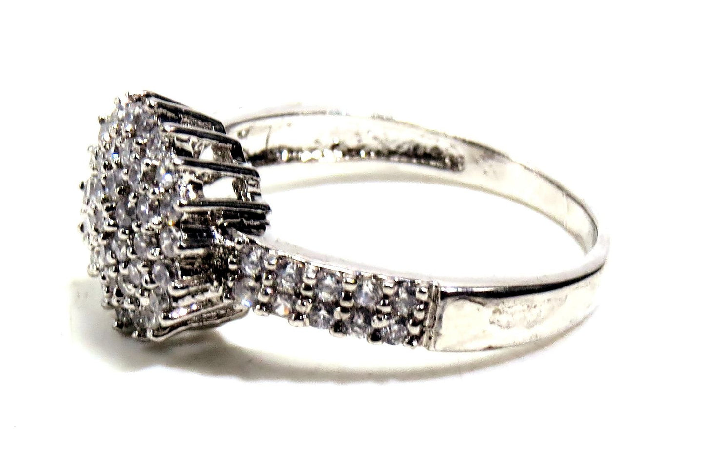 Jewelshingar Jewellery American Diamond Clear Colour Size 18 Silver Plated Ring For Girls ( 93333RIN )