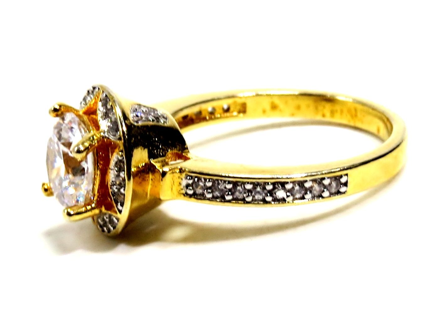 Jewelshingar Jewellery American Diamond Clear Colour Size 11 Gold Plated Ring For Girls ( 93343RIN )