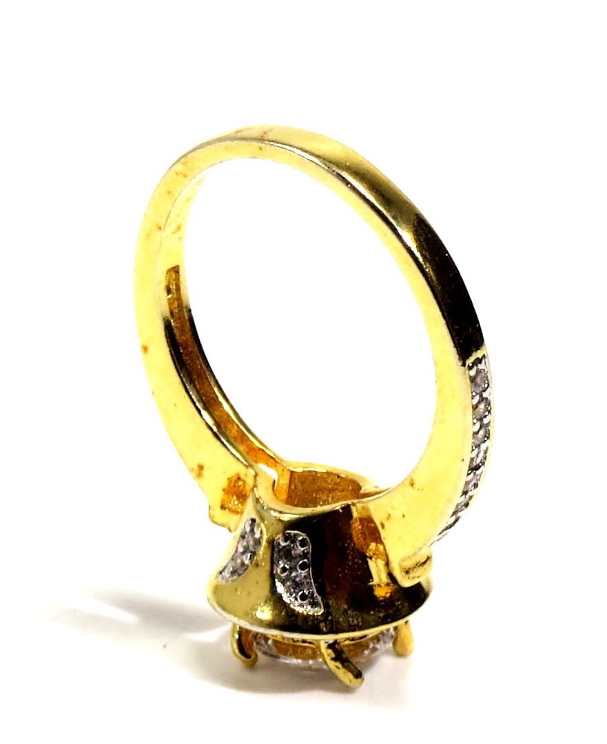 Jewelshingar Jewellery American Diamond Clear Colour Size 11 Gold Plated Ring For Girls ( 93343RIN )