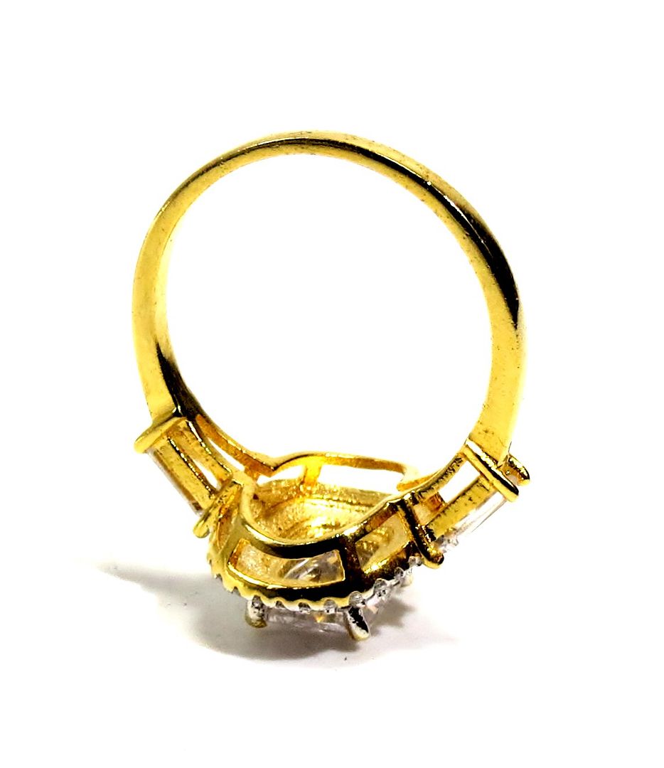 Jewelshingar Jewellery American Diamond Clear Colour Size 15 Gold Plated Ring For Girls ( 93348RIN )