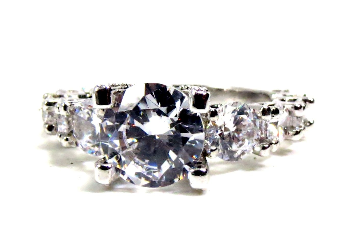 Jewelshingar Jewellery American Diamond Clear Colour Size 12 Silver Plated Ring For Girls ( 93353RIN )