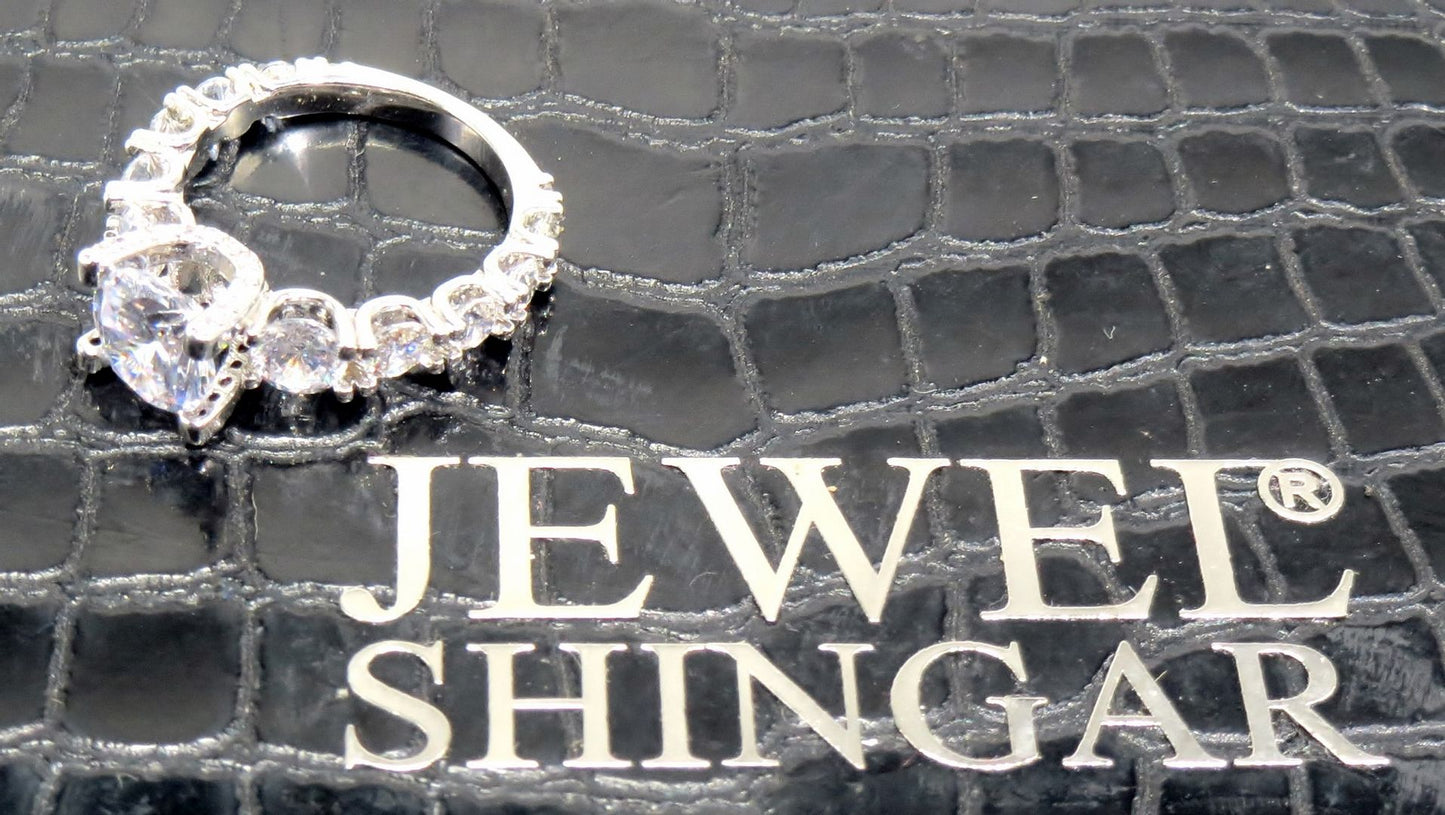 Jewelshingar Jewellery American Diamond Clear Colour Size 12 Silver Plated Ring For Girls ( 93353RIN )