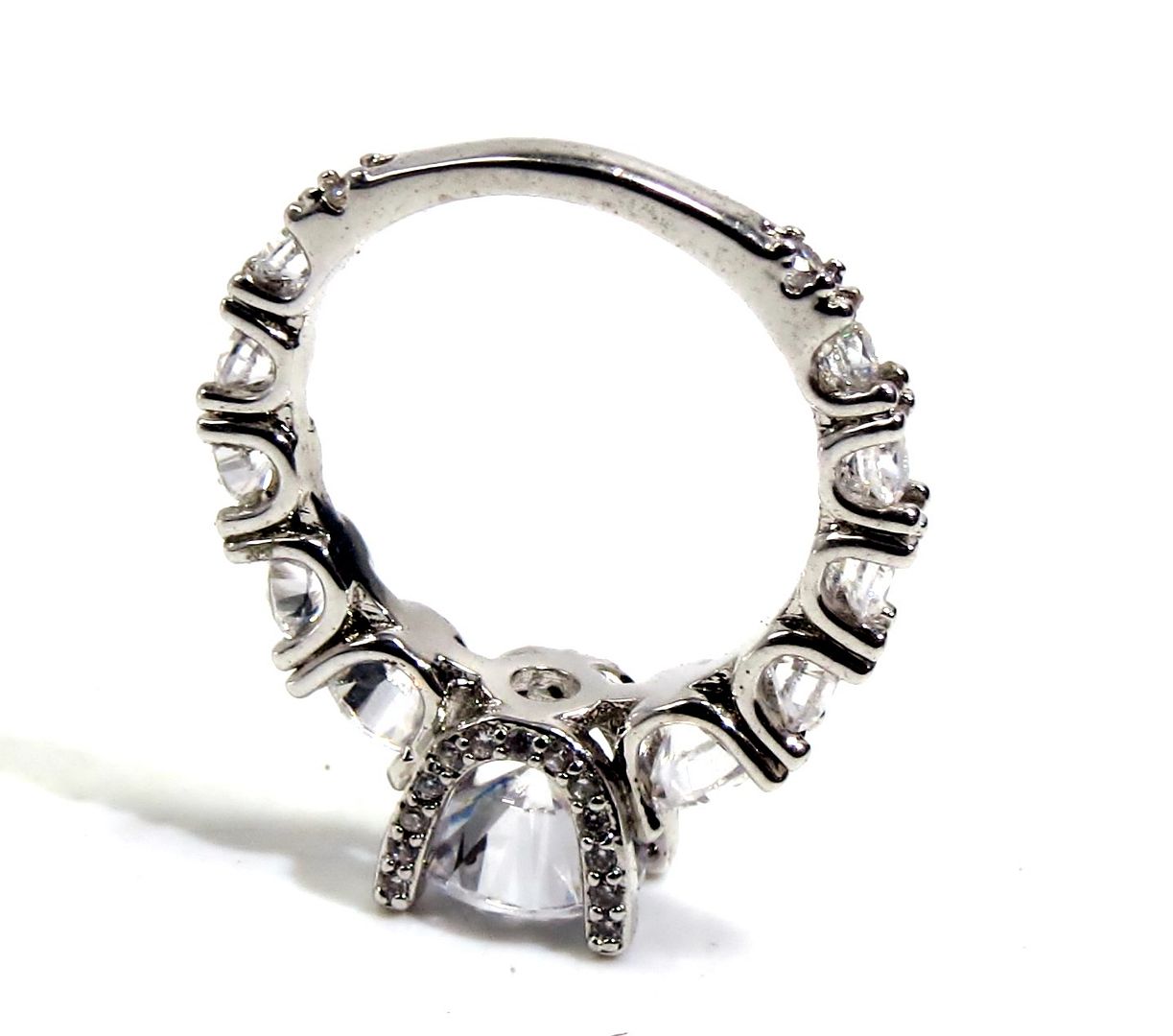 Jewelshingar Jewellery American Diamond Clear Colour Size 12 Silver Plated Ring For Girls ( 93353RIN )