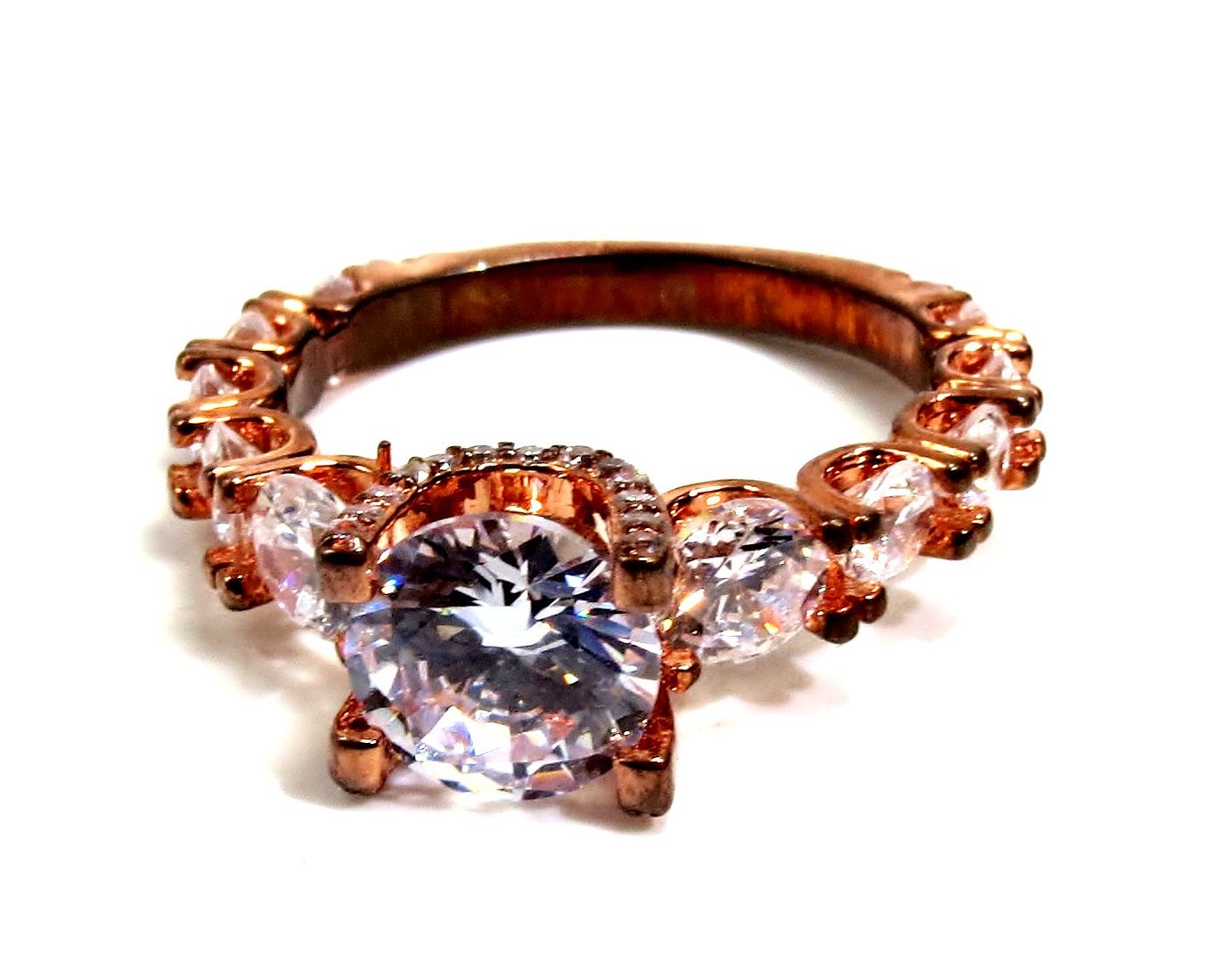 Jewelshingar Jewellery American Diamond Clear Colour Size 12 Gold Plated Ring For Girls ( 93357RIN )