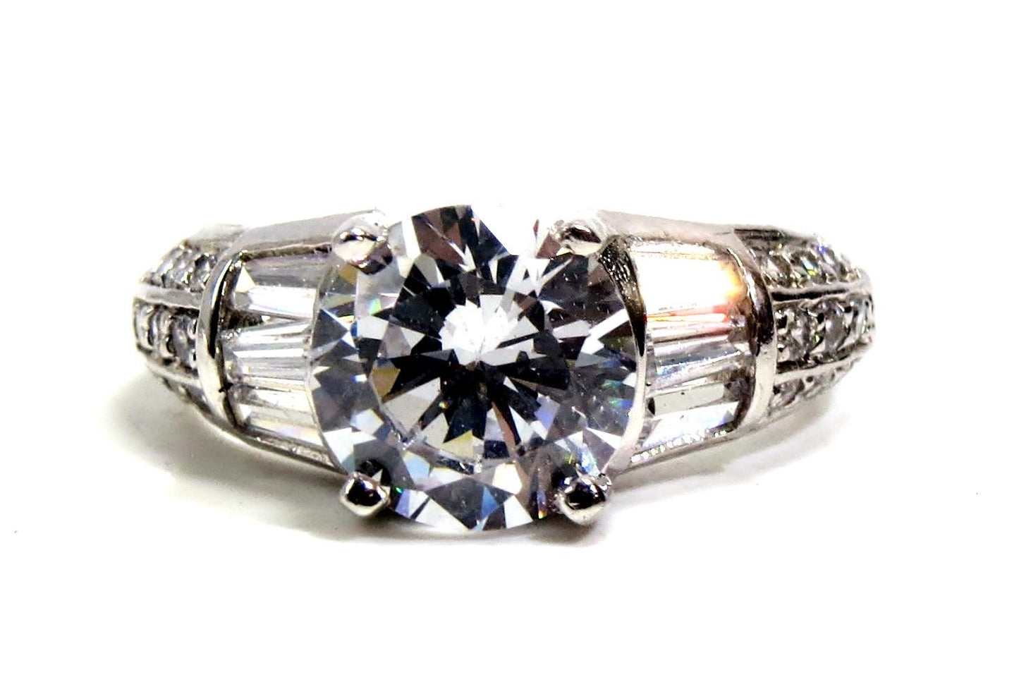 Jewelshingar Jewellery American Diamond Clear Colour Size 17 Silver Plated Ring For Girls ( 93362RIN )