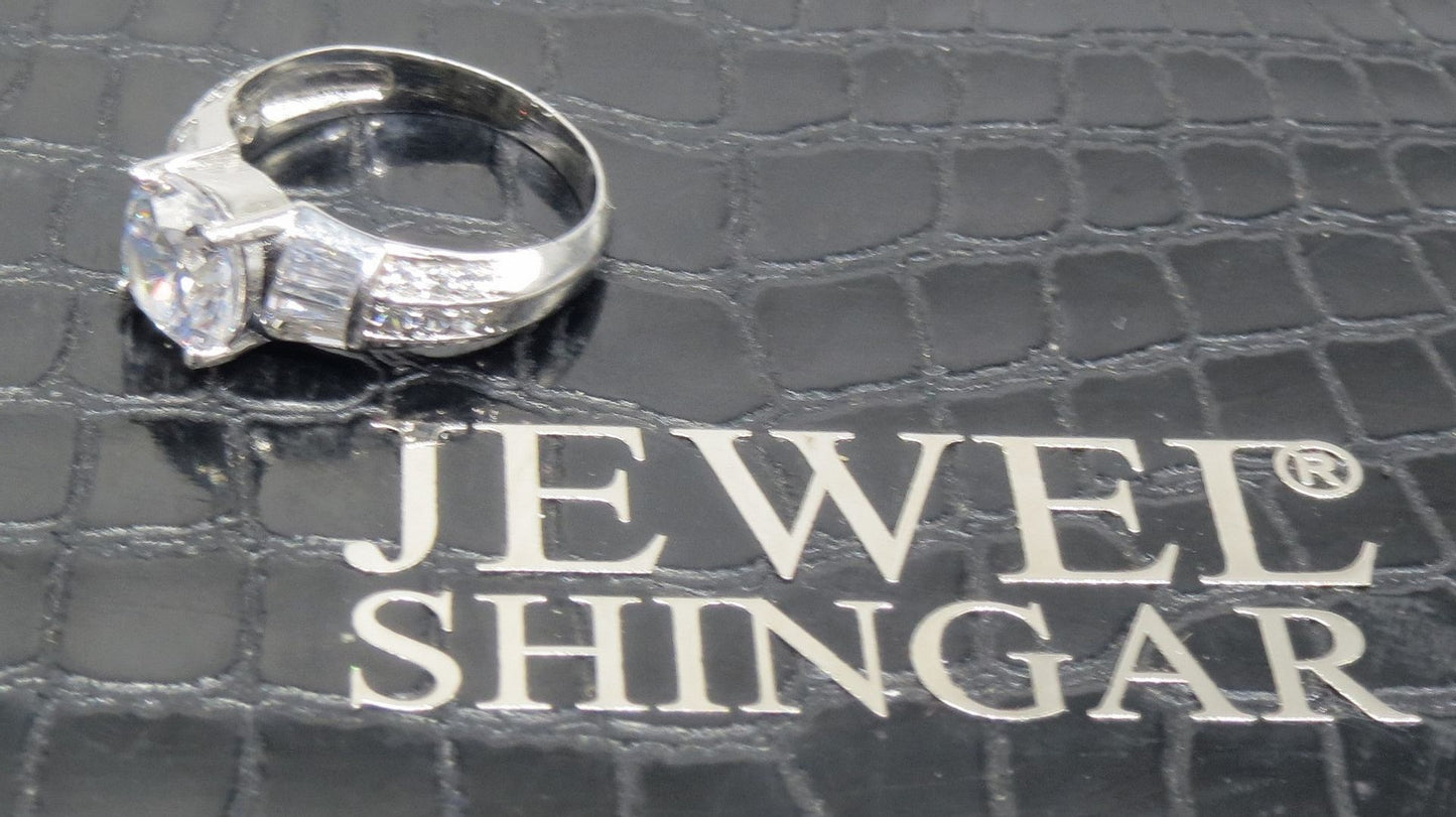 Jewelshingar Jewellery American Diamond Clear Colour Size 17 Silver Plated Ring For Girls ( 93362RIN )