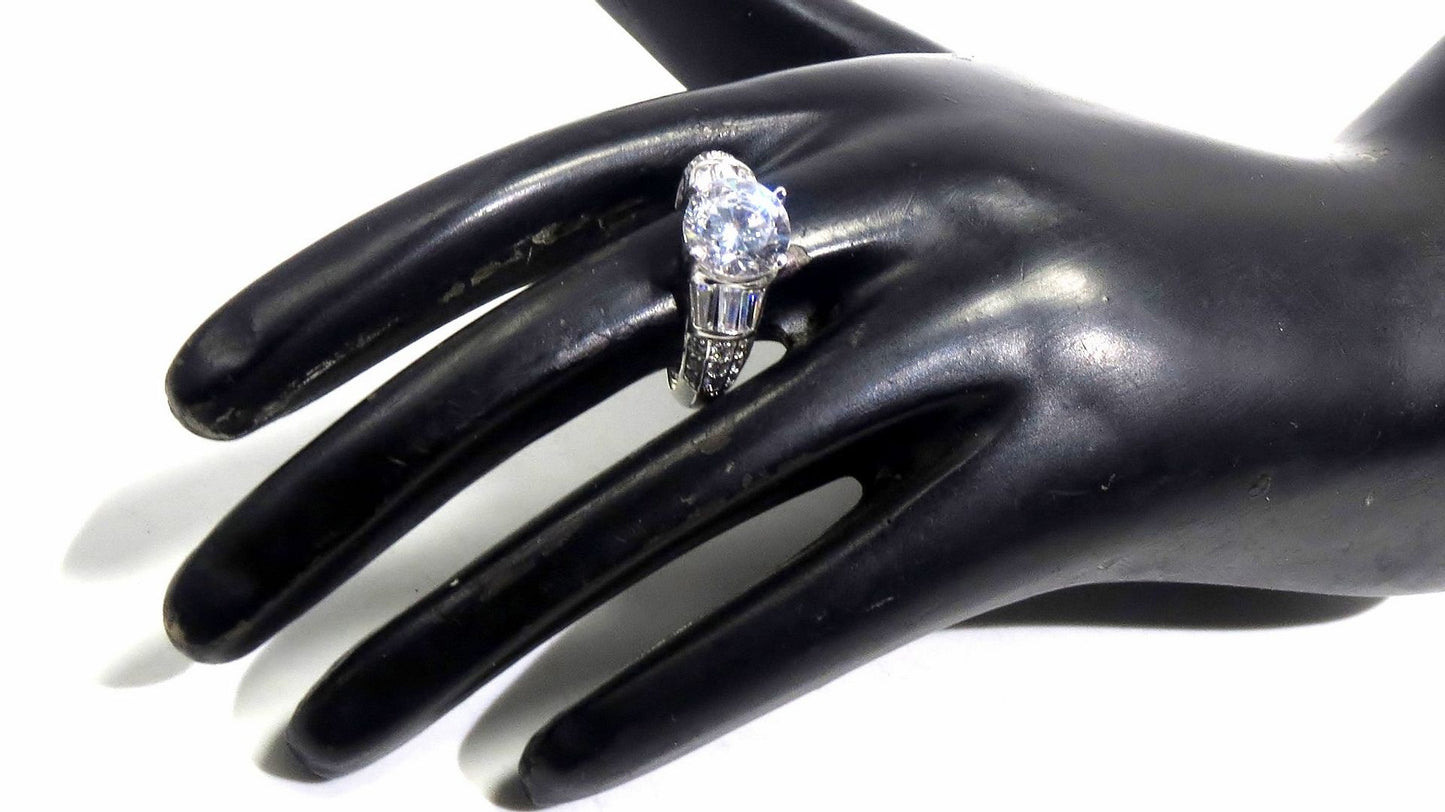 Jewelshingar Jewellery American Diamond Clear Colour Size 17 Silver Plated Ring For Girls ( 93362RIN )