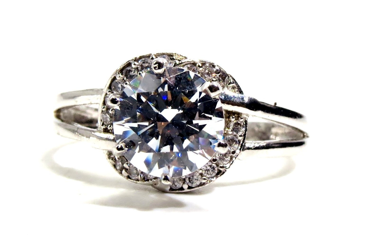Jewelshingar Jewellery American Diamond Clear Colour Size 18 Silver Plated Ring For Girls ( 93414RIN )