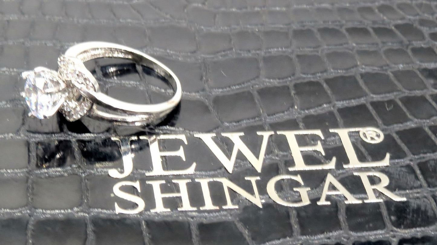 Jewelshingar Jewellery American Diamond Clear Colour Size 18 Silver Plated Ring For Girls ( 93414RIN )