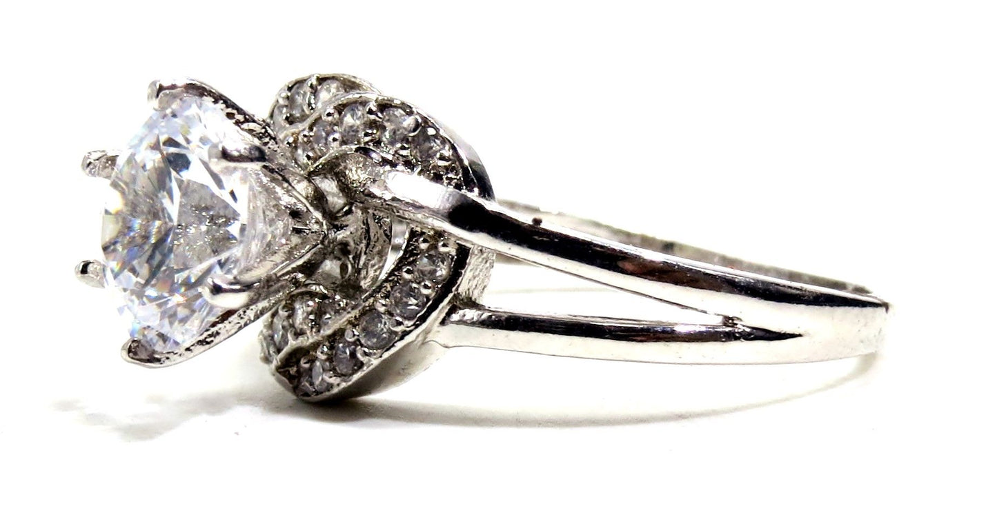 Jewelshingar Jewellery American Diamond Clear Colour Size 18 Silver Plated Ring For Girls ( 93414RIN )