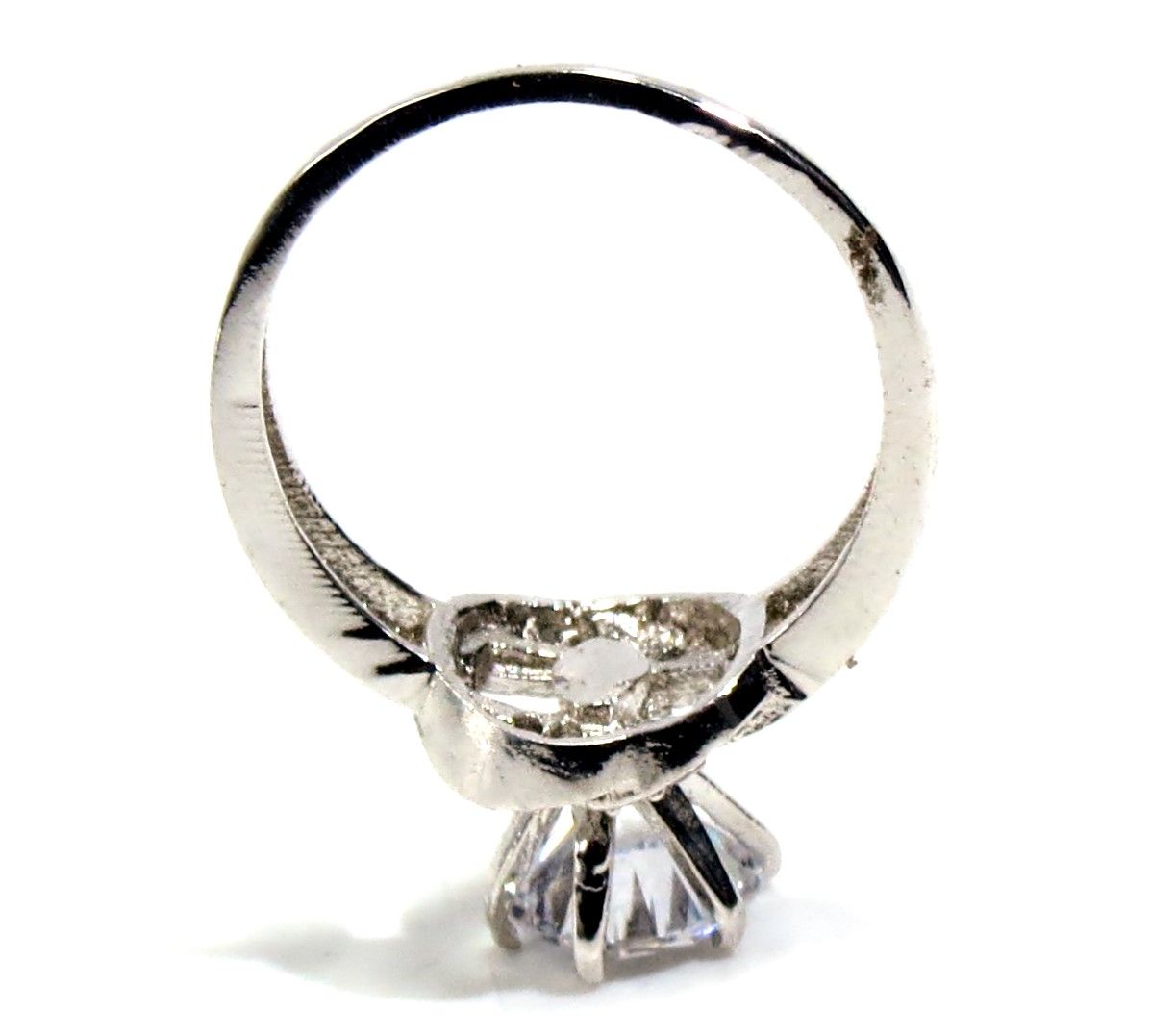 Jewelshingar Jewellery American Diamond Clear Colour Size 18 Silver Plated Ring For Girls ( 93414RIN )