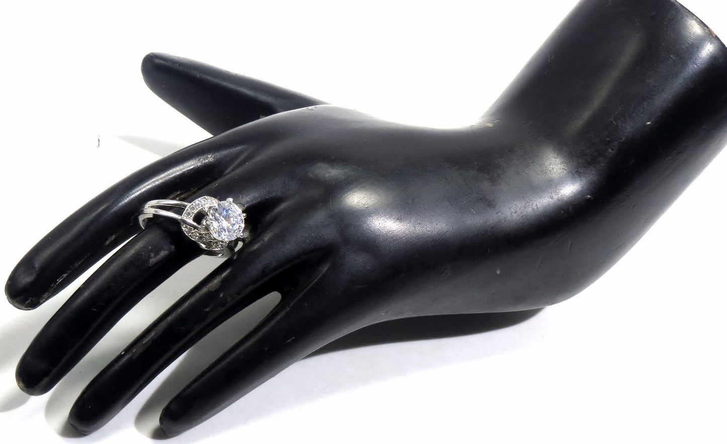 Jewelshingar Jewellery American Diamond Clear Colour Size 18 Silver Plated Ring For Girls ( 93414RIN )