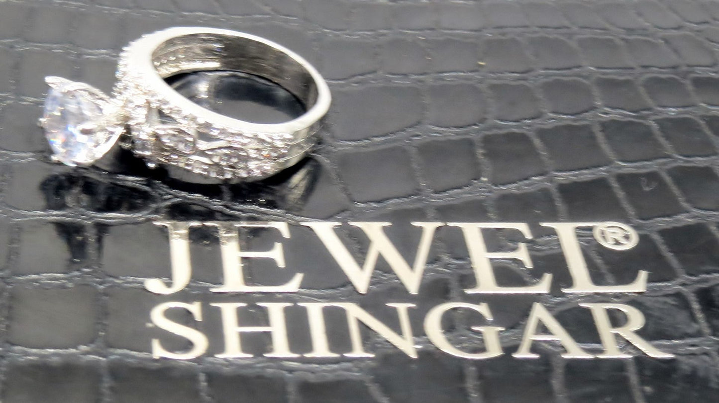 Jewelshingar Jewellery American Diamond Clear Colour Size 15 Silver Plated Ring For Girls ( 93424RIN )