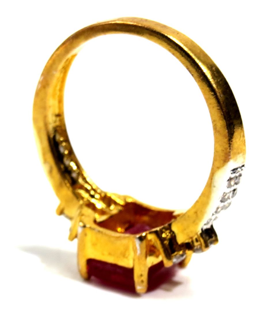 Jewelshingar Jewellery American Diamond Red Colour Size 16 Gold Plated Ring For Girls ( 93434RIN )