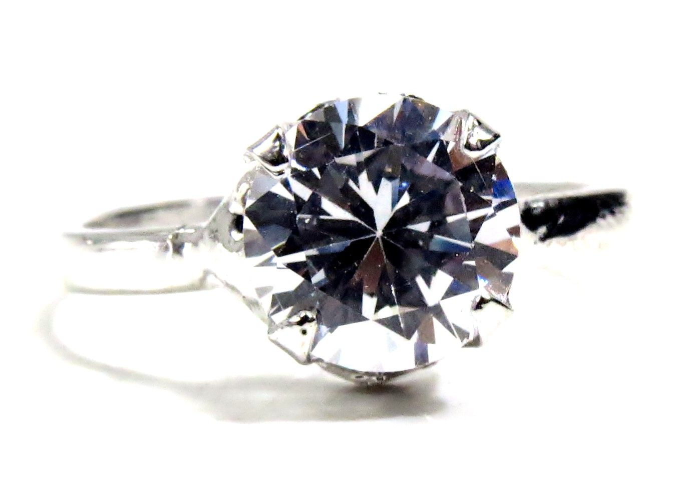 Jewelshingar Jewellery American Diamond Clear Colour Size 16 Silver Plated Ring For Girls ( 93449RIN )